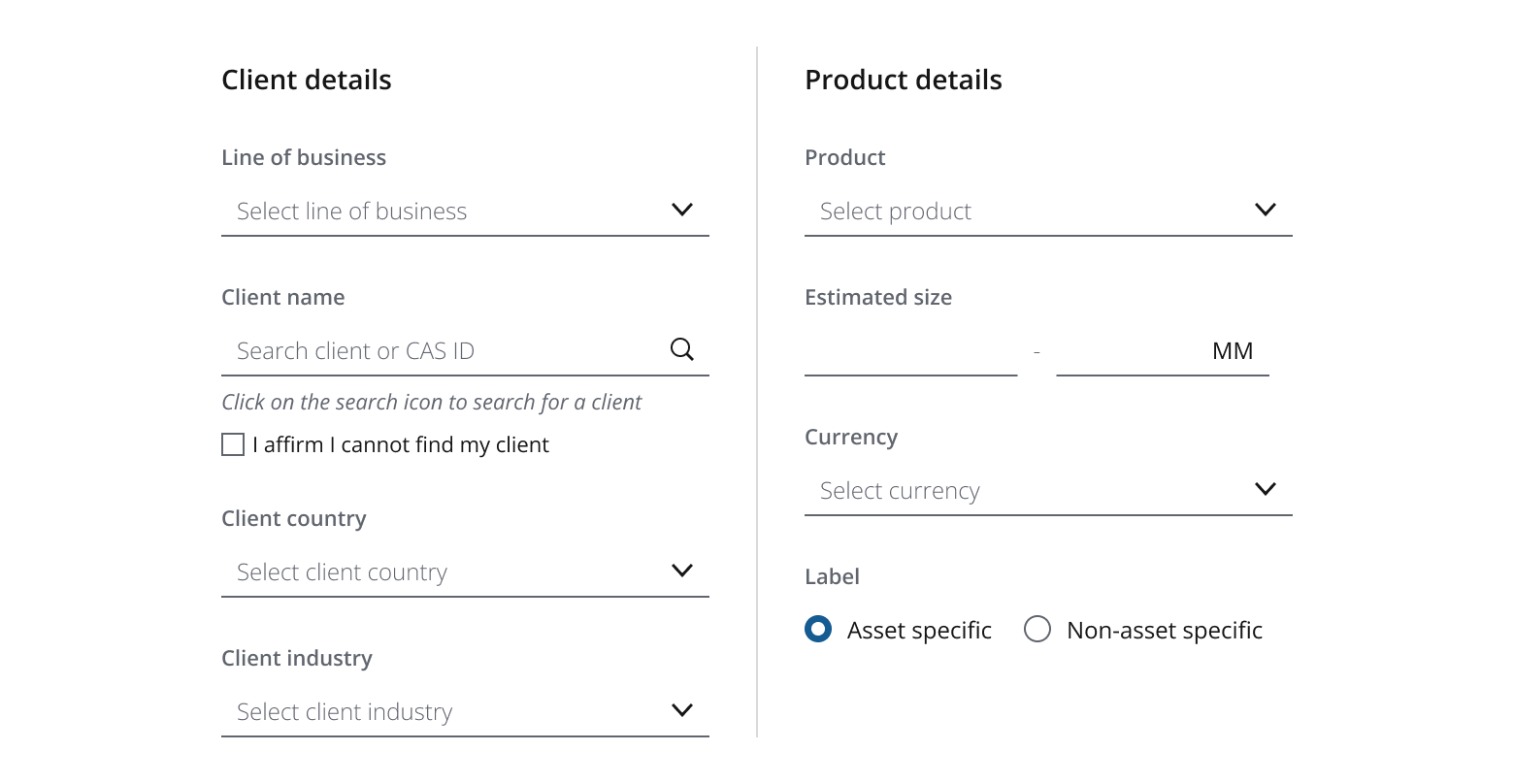 Example showing a form with unrelated columns.